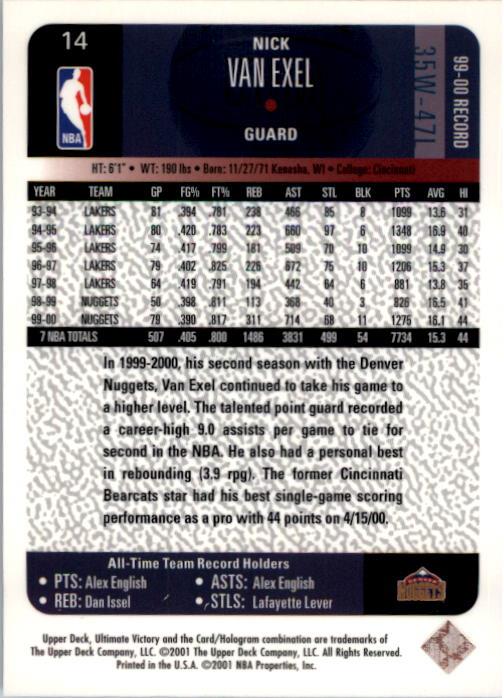 2000/2001 Ultimate Victory (Upper Deck) Basketball - Picture 25 of 129