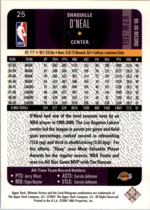 2000/2001 Ultimate Victory (Upper Deck) Basketball - Picture 47 of 129