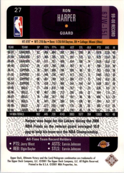 2000/2001 Ultimate Victory (Upper Deck) Basketball - Picture 51 of 129