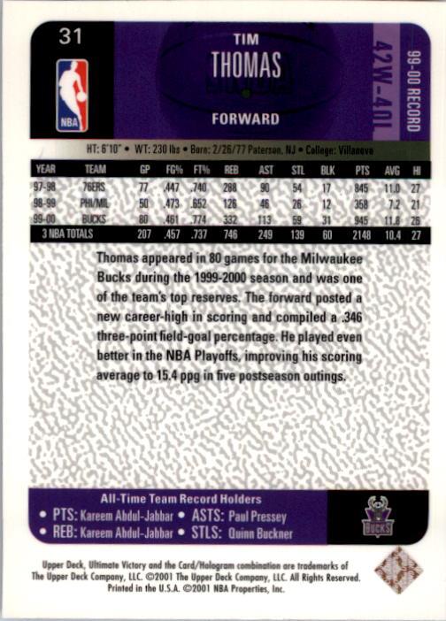 2000/2001 Ultimate Victory (Upper Deck) Basketball - Picture 55 of 129