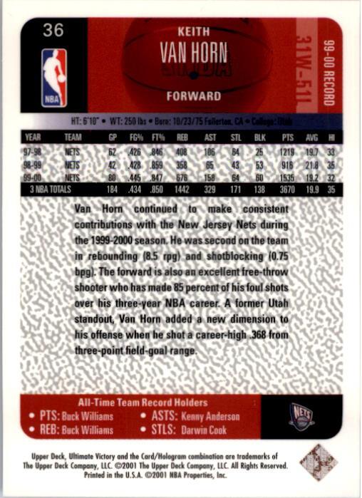 2000/2001 Ultimate Victory (Upper Deck) Basketball - Picture 63 of 129