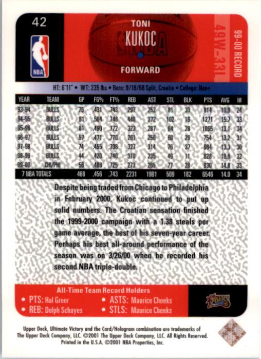 2000/2001 Ultimate Victory (Upper Deck) Basketball - Picture 73 of 129