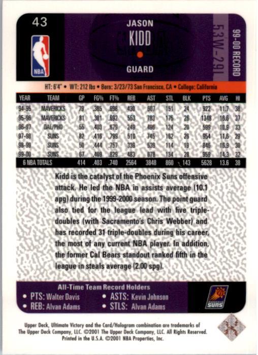 2000/2001 Ultimate Victory (Upper Deck) Basketball - Picture 75 of 129