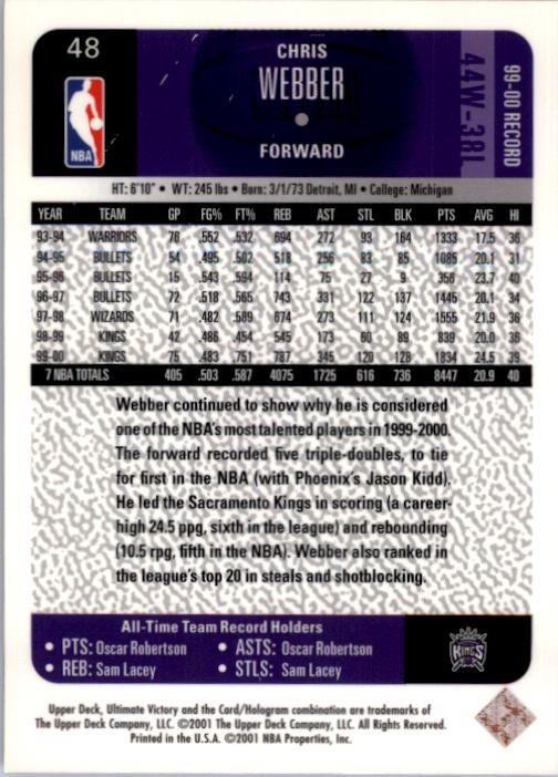 2000/2001 Ultimate Victory (Upper Deck) Basketball - Picture 83 of 129
