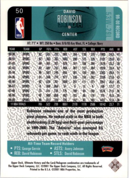 2000/2001 Ultimate Victory (Upper Deck) Basketball - Picture 85 of 129