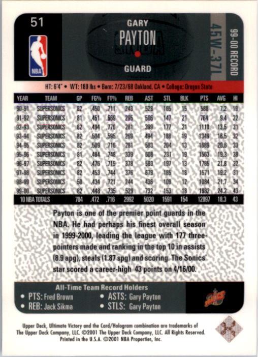 2000/2001 Ultimate Victory (Upper Deck) Basketball - Picture 87 of 129