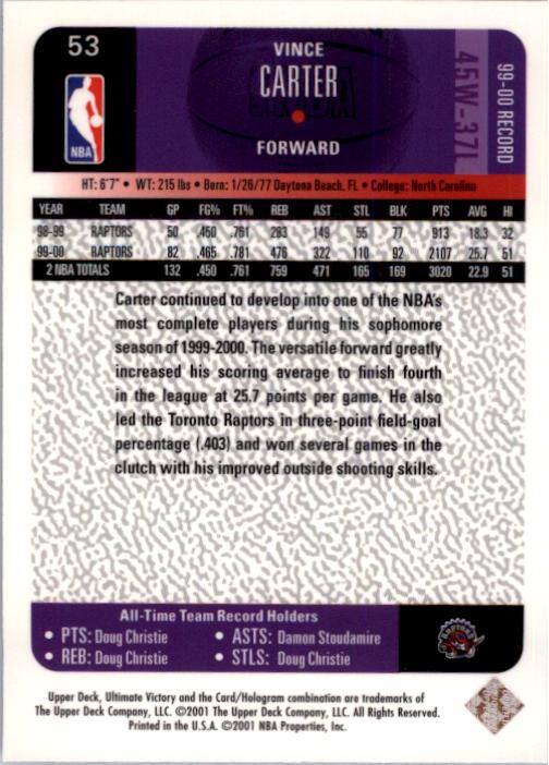 2000/2001 Ultimate Victory (Upper Deck) Basketball - Picture 91 of 129