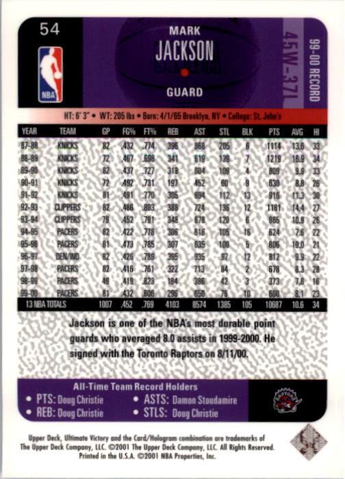 2000/2001 Ultimate Victory (Upper Deck) Basketball - Picture 93 of 129