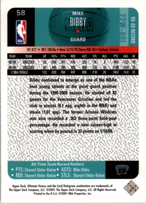 2000/2001 Ultimate Victory (Upper Deck) Basketball - Picture 99 of 129