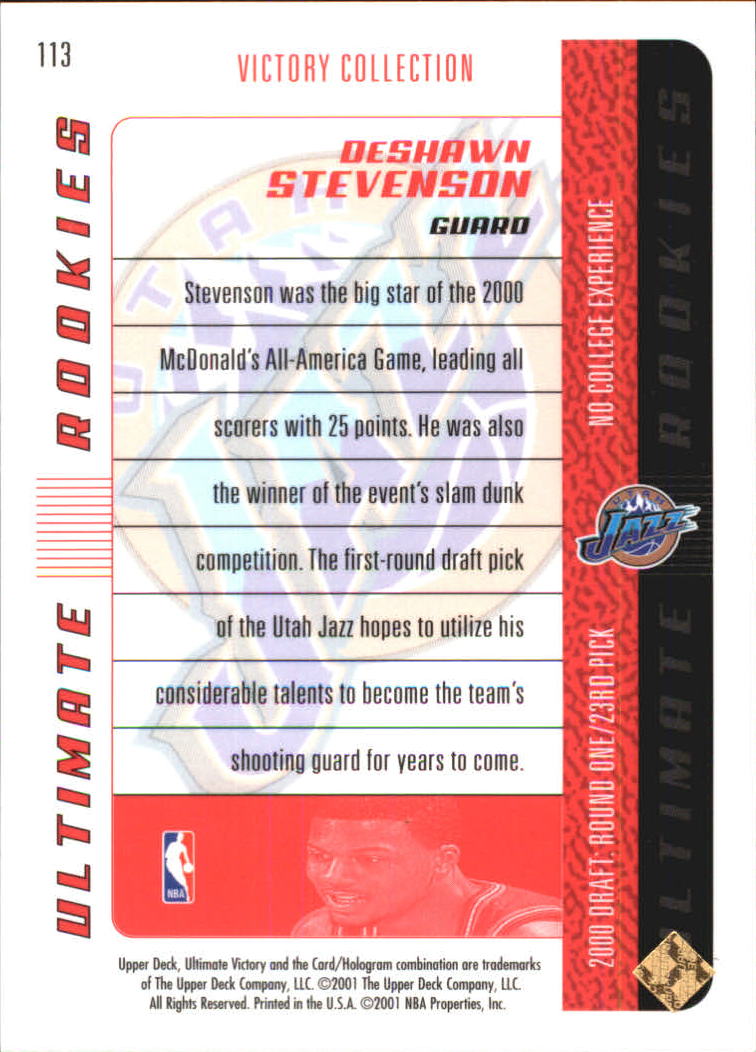 2000/2001 Ultimate Victory (Upper Deck) Basketball - Picture 129 of 129