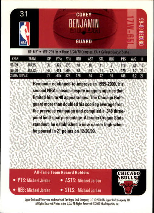2000/2001 Victory (Upper Deck) Basketball - Picture 23 of 23