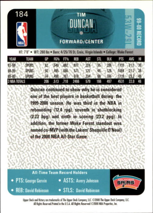 2000/2001 Victory (Upper Deck) Basketball - Picture 15 of 23