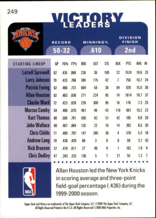 2000/2001 Victory (Upper Deck) Basketball - Picture 9 of 23