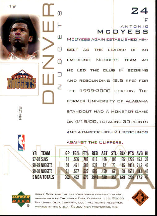 2000/2001 Pros and Prospects (Upper Deck) Basketball - Picture 39 of 221