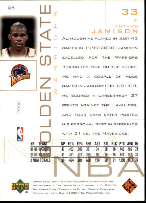 2000/2001 Pros and Prospects (Upper Deck) Basketball - Picture 51 of 221