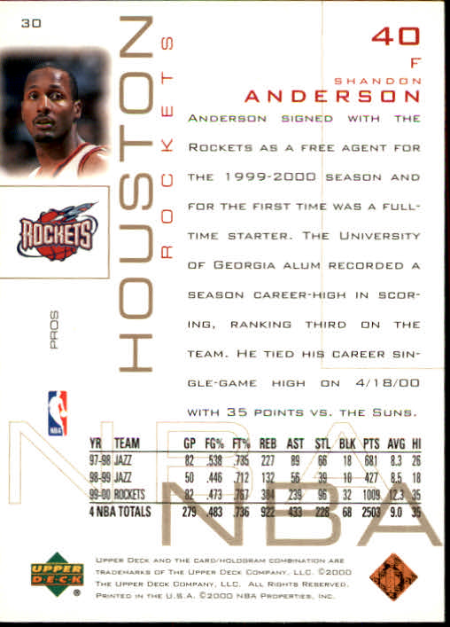 2000/2001 Pros and Prospects (Upper Deck) Basketball - Picture 61 of 221