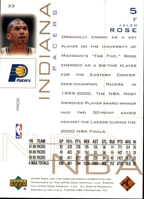 2000/2001 Pros and Prospects (Upper Deck) Basketball - Picture 67 of 221