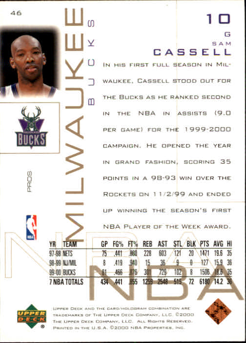 2000/2001 Pros and Prospects (Upper Deck) Basketball - Picture 91 of 221