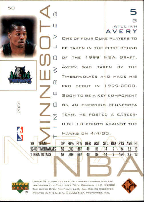 2000/2001 Pros and Prospects (Upper Deck) Basketball - Picture 99 of 221