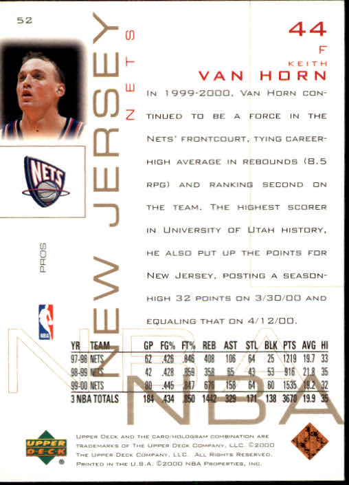 2000/2001 Pros and Prospects (Upper Deck) Basketball - Picture 103 of 221