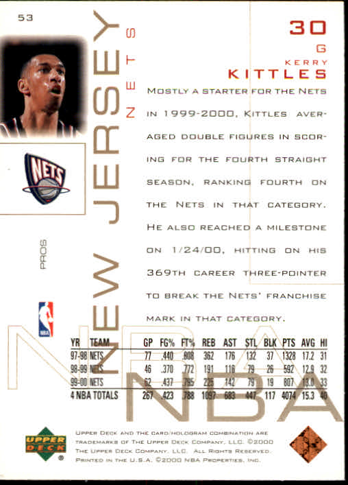 2000/2001 Pros and Prospects (Upper Deck) Basketball - Picture 105 of 221