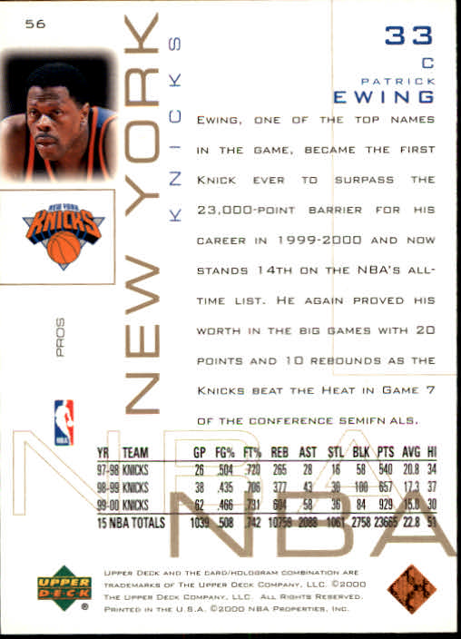 2000/2001 Pros and Prospects (Upper Deck) Basketball - Picture 111 of 221