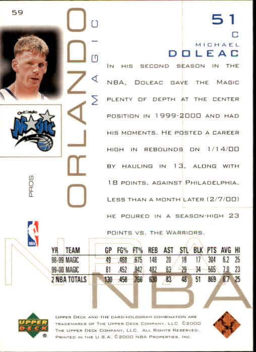 2000/2001 Pros and Prospects (Upper Deck) Basketball - Picture 117 of 221