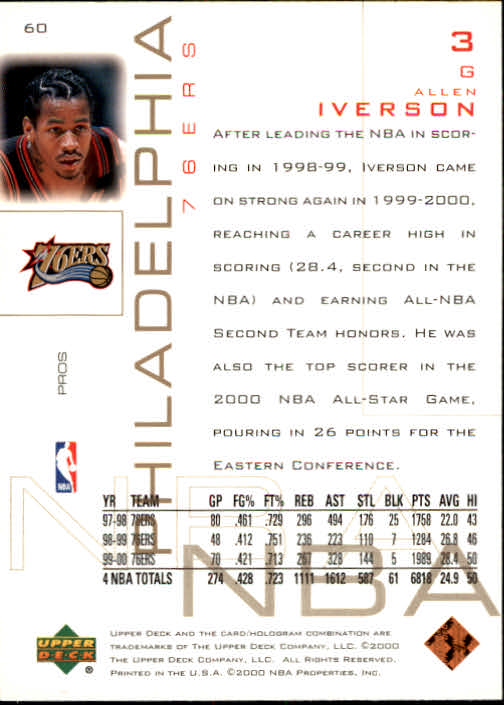 2000/2001 Pros and Prospects (Upper Deck) Basketball - Picture 119 of 221