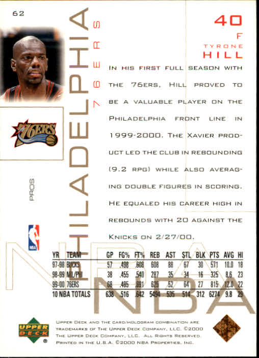 2000/2001 Pros and Prospects (Upper Deck) Basketball - Picture 123 of 221