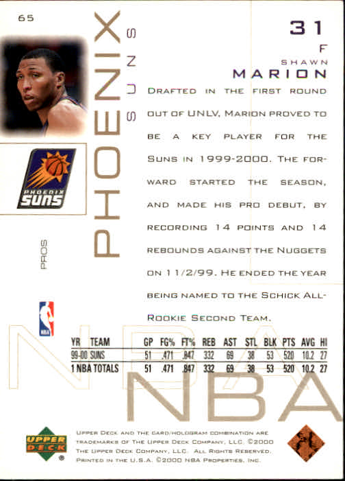 2000/2001 Pros and Prospects (Upper Deck) Basketball - Picture 129 of 221