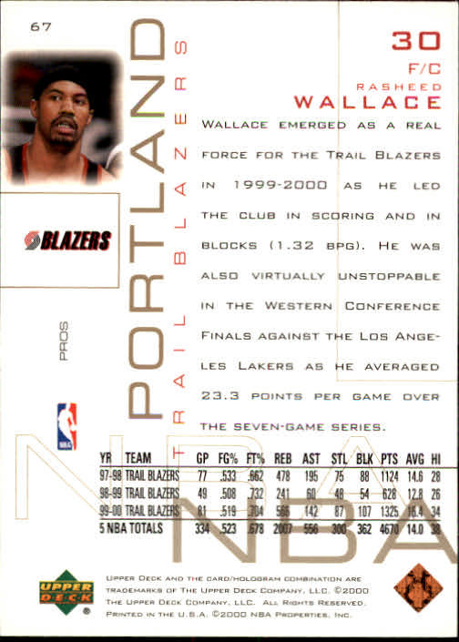2000/2001 Pros and Prospects (Upper Deck) Basketball - Picture 133 of 221