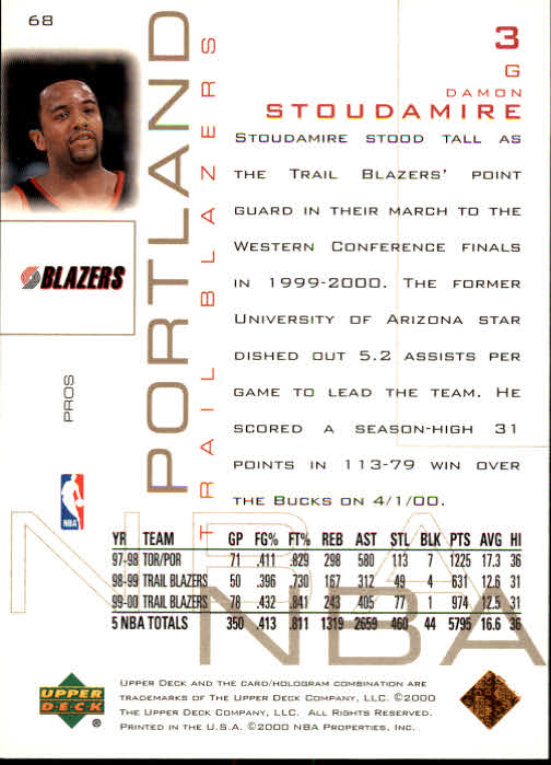 2000/2001 Pros and Prospects (Upper Deck) Basketball - Picture 135 of 221
