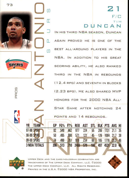 2000/2001 Pros and Prospects (Upper Deck) Basketball - Picture 143 of 221