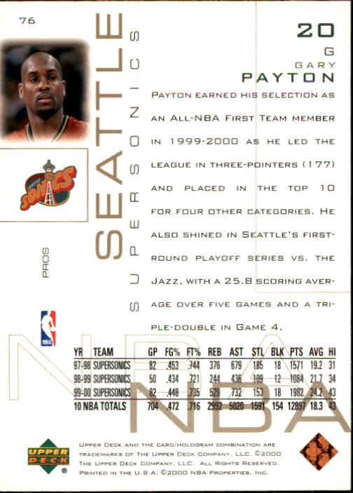 2000/2001 Pros and Prospects (Upper Deck) Basketball - Picture 149 of 221