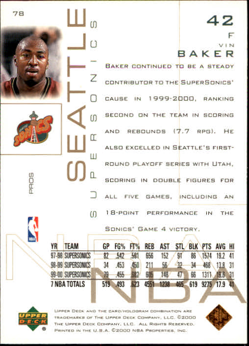2000/2001 Pros and Prospects (Upper Deck) Basketball - Picture 153 of 221