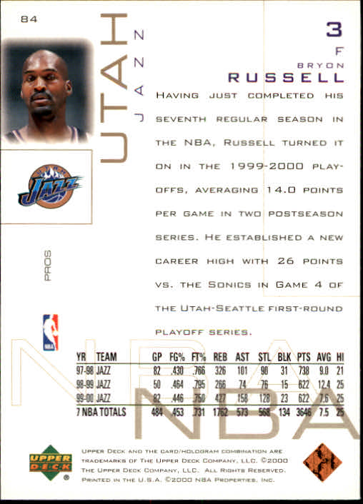 2000/2001 Pros and Prospects (Upper Deck) Basketball - Picture 163 of 221