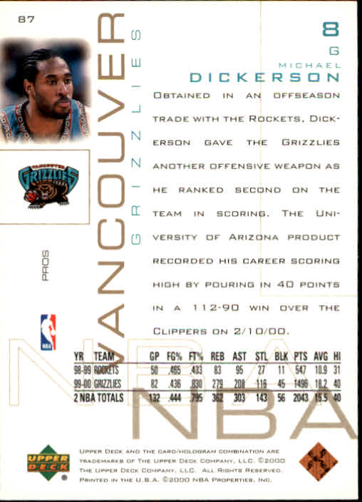 2000/2001 Pros and Prospects (Upper Deck) Basketball - Picture 169 of 221