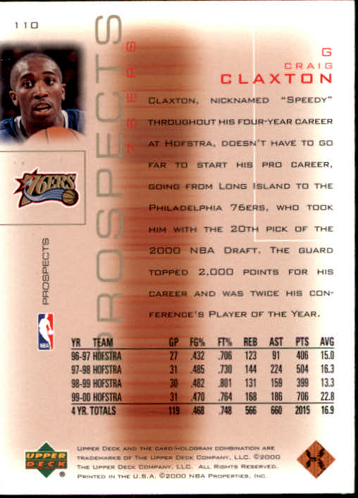 2000/2001 Pros and Prospects (Upper Deck) Basketball - Picture 177 of 221