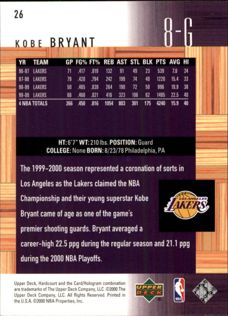 2000/2001 Hardcourt (Upper Deck) Basketball - Picture 51 of 134