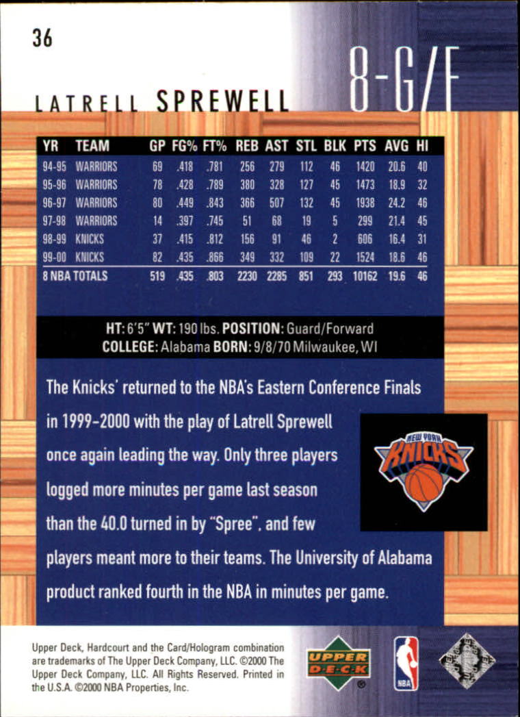 2000/2001 Hardcourt (Upper Deck) Basketball - Picture 69 of 134