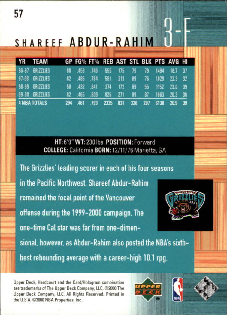 2000/2001 Hardcourt (Upper Deck) Basketball - Picture 107 of 134