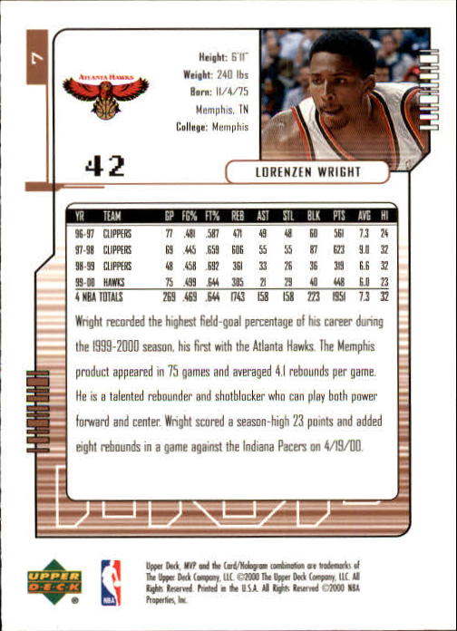 2000/2001 MVP (Upper Deck) Basketball Part 1 Main Set Cards - Picture 13 of 397