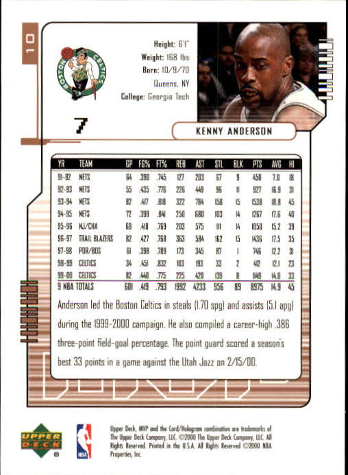 2000/2001 MVP (Upper Deck) Basketball Part 1 Main Set Cards - Picture 19 of 397