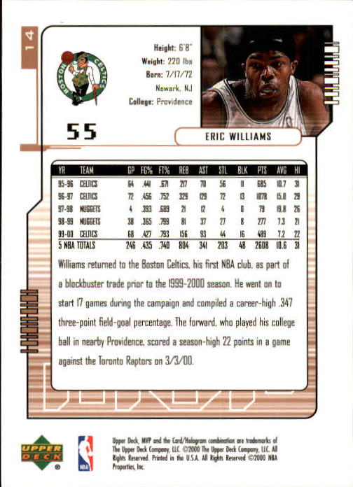 2000/2001 MVP (Upper Deck) Basketball Part 1 Main Set Cards - Picture 27 of 397