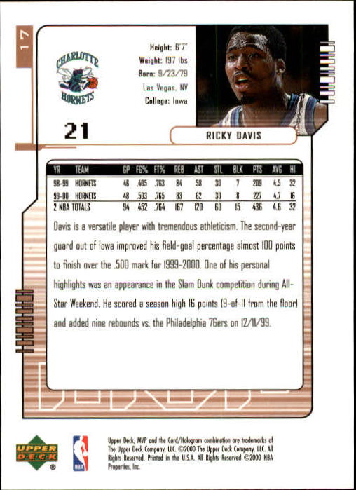 2000/2001 MVP (Upper Deck) Basketball Part 1 Main Set Cards - Picture 31 of 397