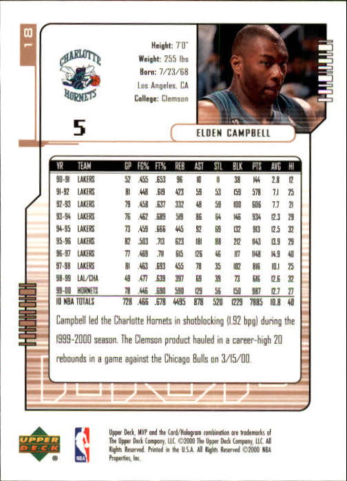 2000/2001 MVP (Upper Deck) Basketball Part 1 Main Set Cards - Picture 33 of 397