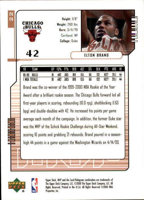 2000/2001 MVP (Upper Deck) Basketball Part 1 Main Set Cards - Picture 41 of 397