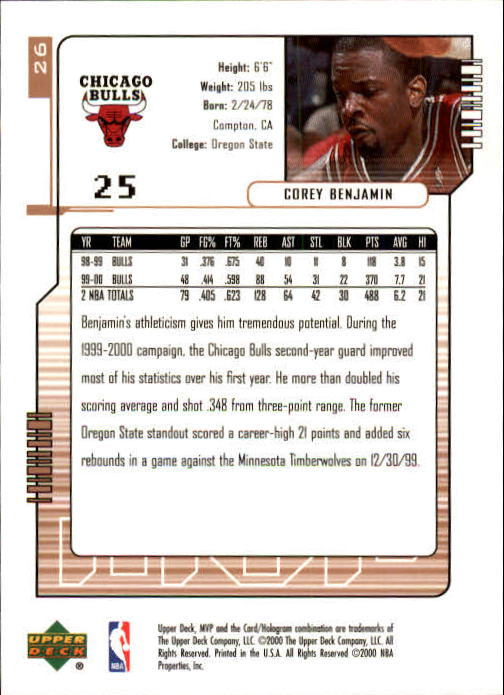2000/2001 MVP (Upper Deck) Basketball Part 1 Main Set Cards - Picture 49 of 397