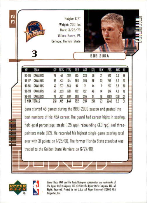2000/2001 MVP (Upper Deck) Basketball Part 1 Main Set Cards - Picture 57 of 397