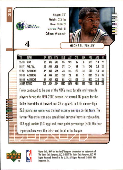 2000/2001 MVP (Upper Deck) Basketball Part 1 Main Set Cards - Picture 63 of 397
